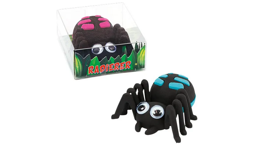 TRENDHAUS Radierer-Set Spinne mit Wackelaugen sortiert