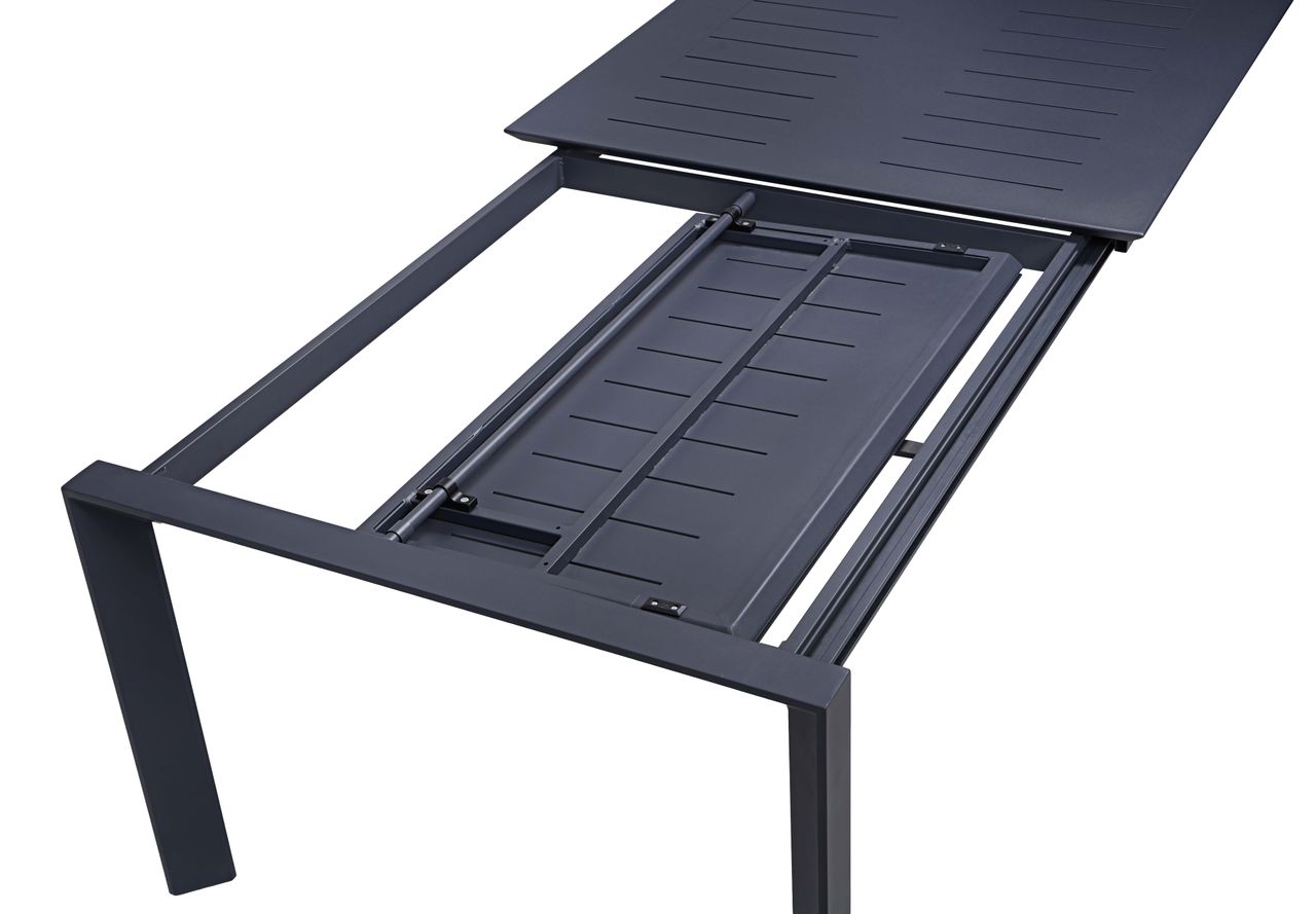 Happy Home ausziehbare Esstisch-Set Diningset 9 tlg. aus Aluminium dunkelgrau