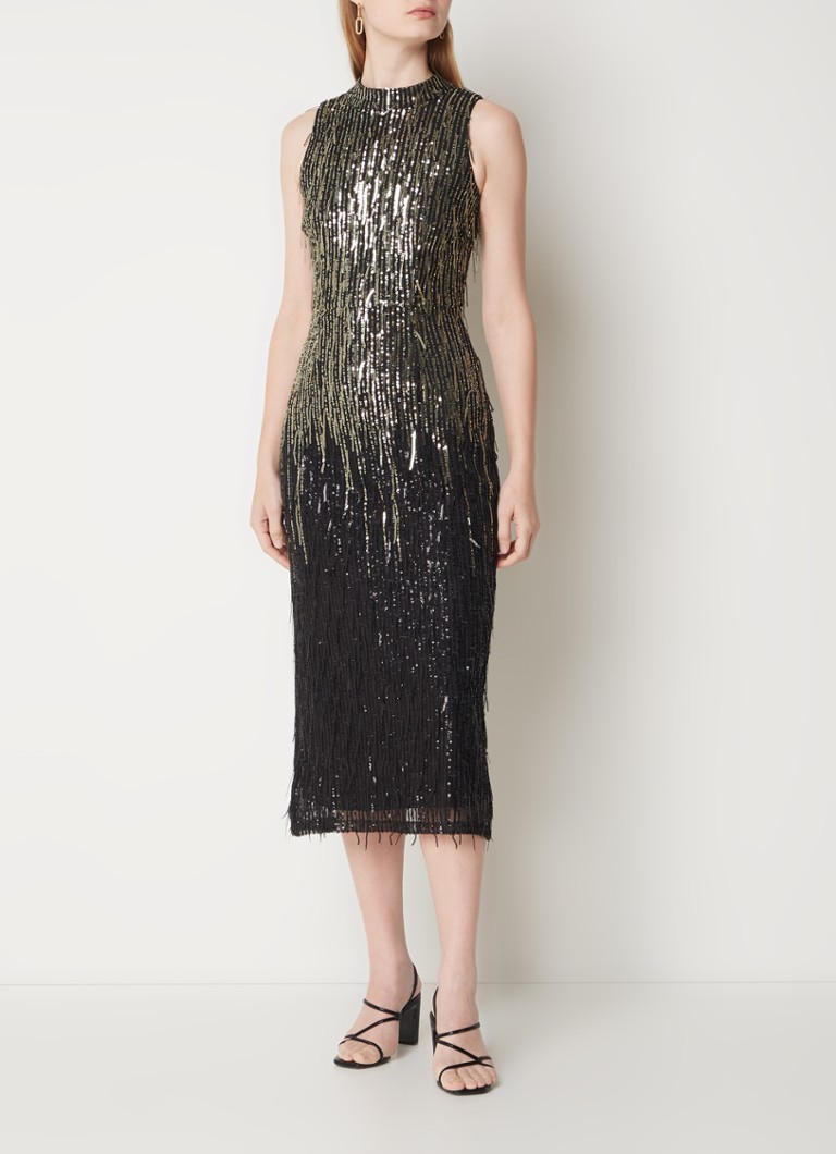 Robe midi sans manches Clover de Phase Eight, ornée de sequins et de franges