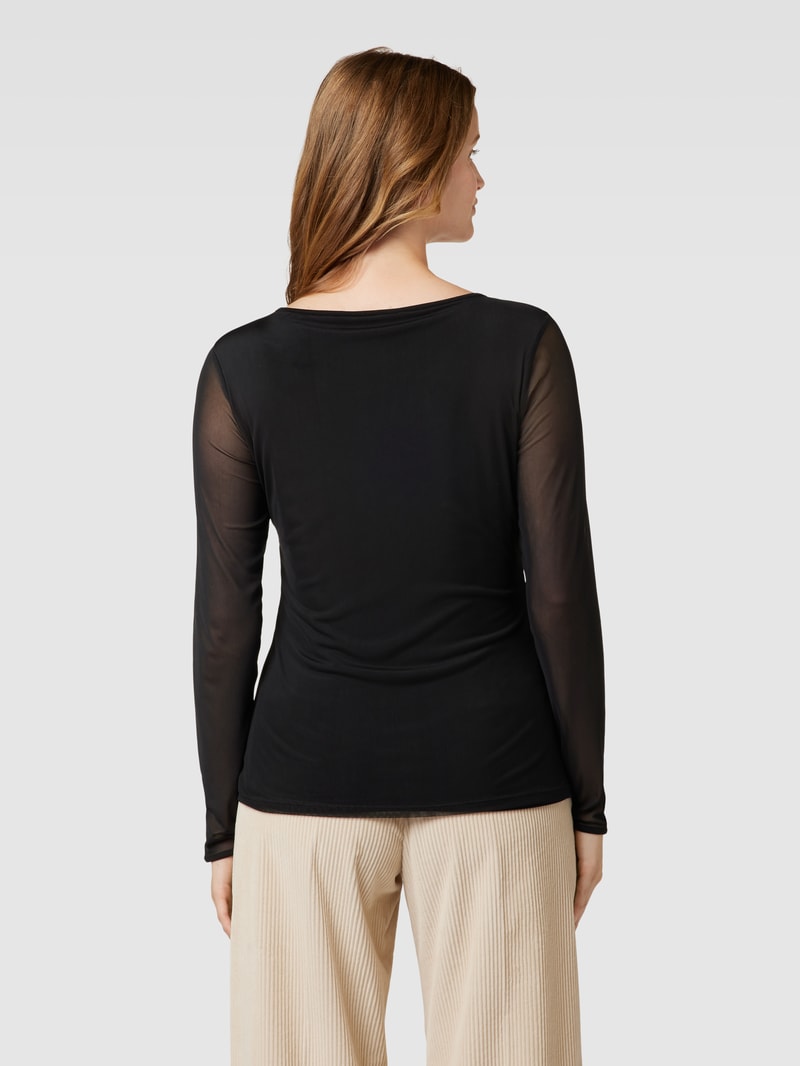 Longsleeve mit Schlüsselloch-Ausschnitt in schwarz