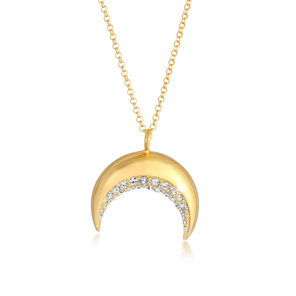 Elli Elli Collier Sichel Halbmond  Kristalle 925 Silber collier