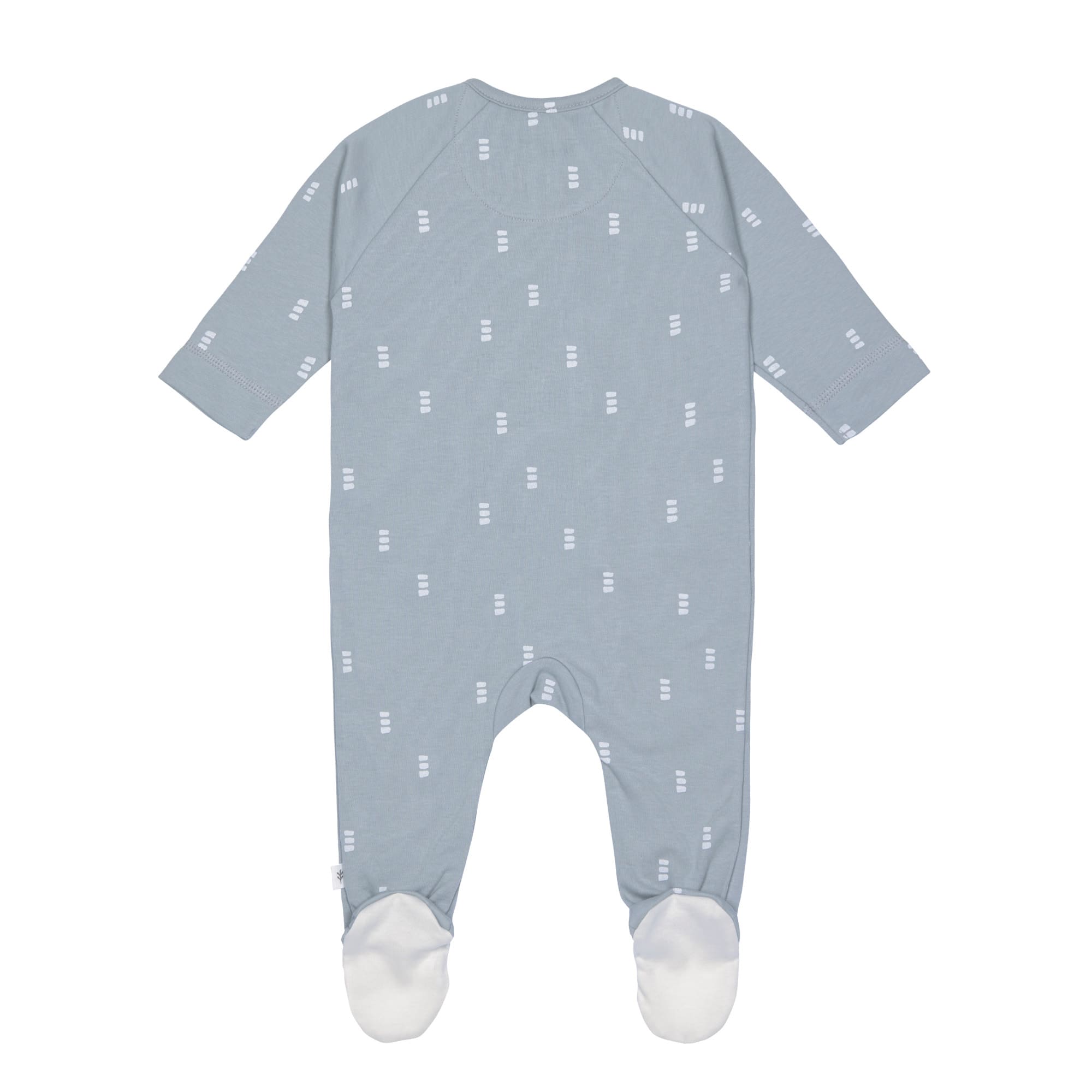 Baby Schlafanzug mit Füßen - Bio Baumwolle, Blocks, Hellblau