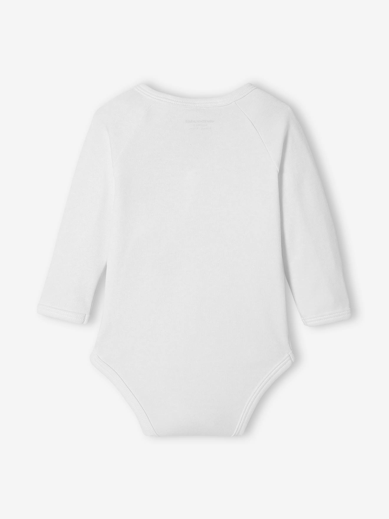 Lot de 5 bodies bébé manches longues ouverture naissance BASICS lot blanc