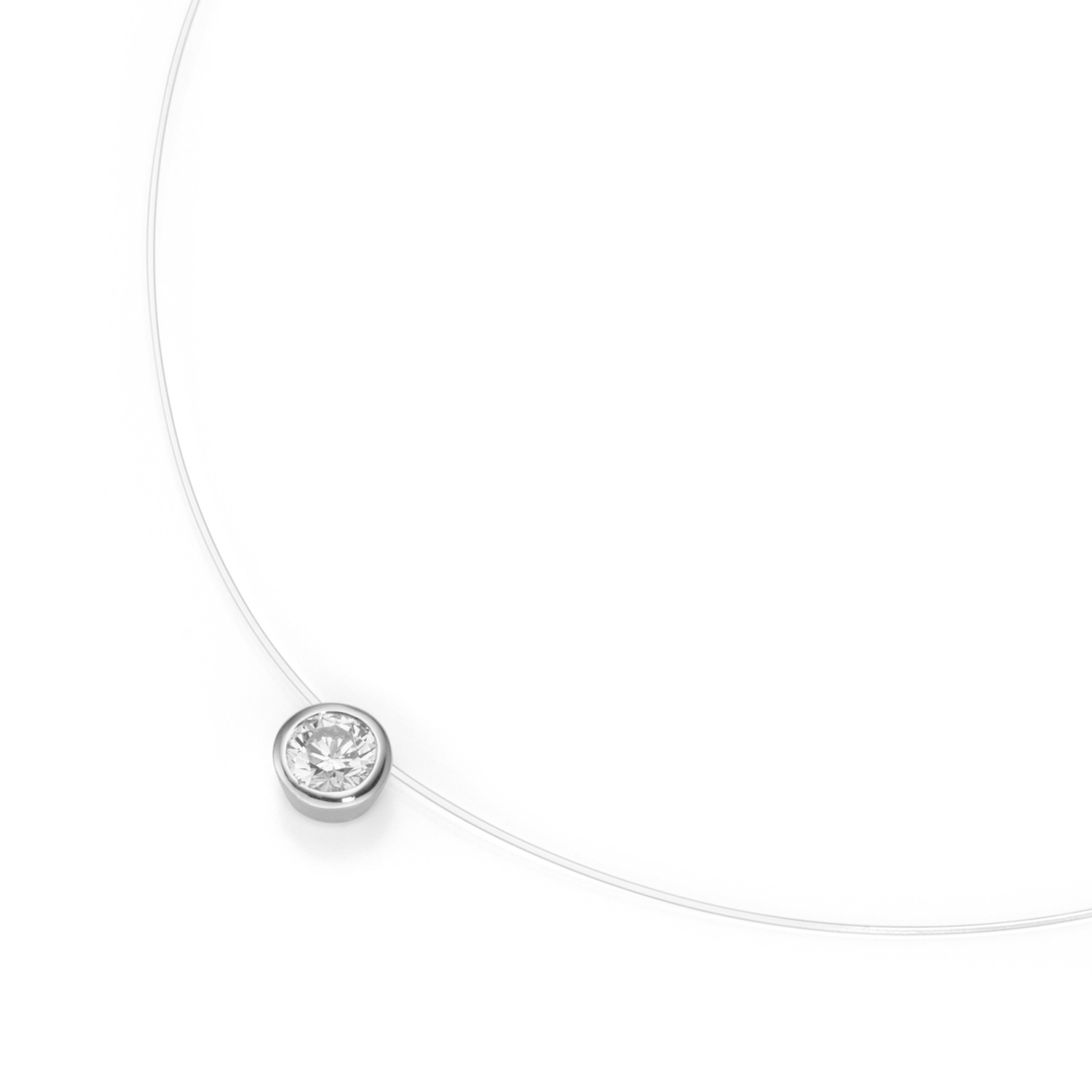 Collier schwebender Stein. Zirkonia. Silber 925