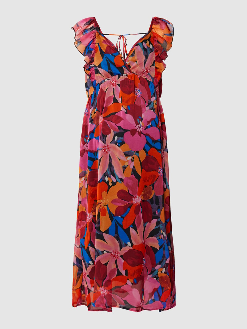 Knielanges Umstands-Kleid mit floralem Muster in pink