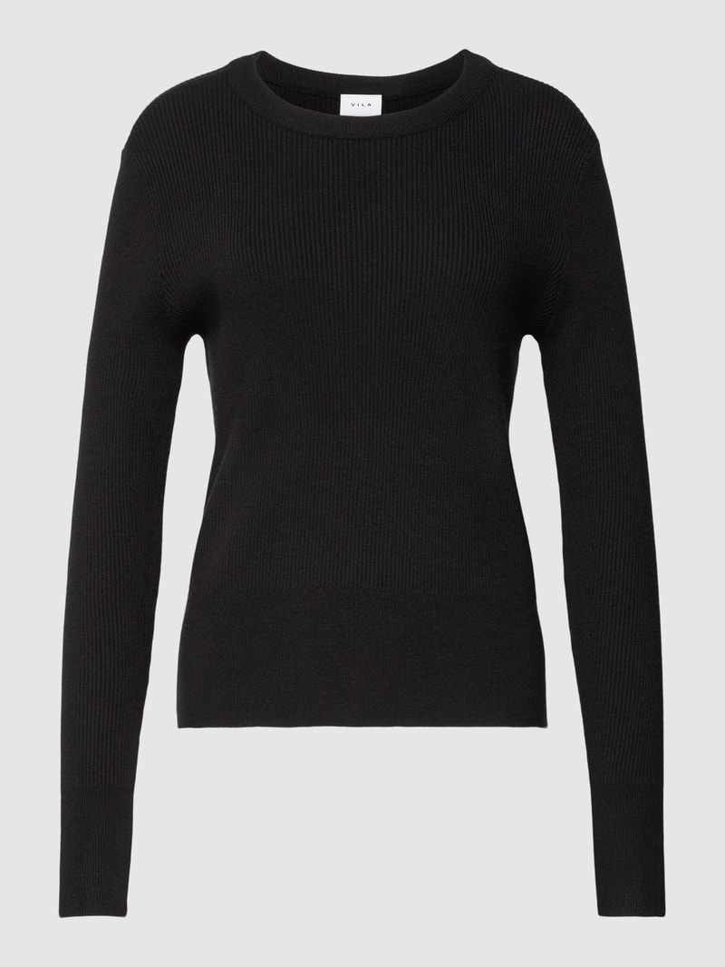 Strickpullover mit Rundhalsausschnitt in schwarz
