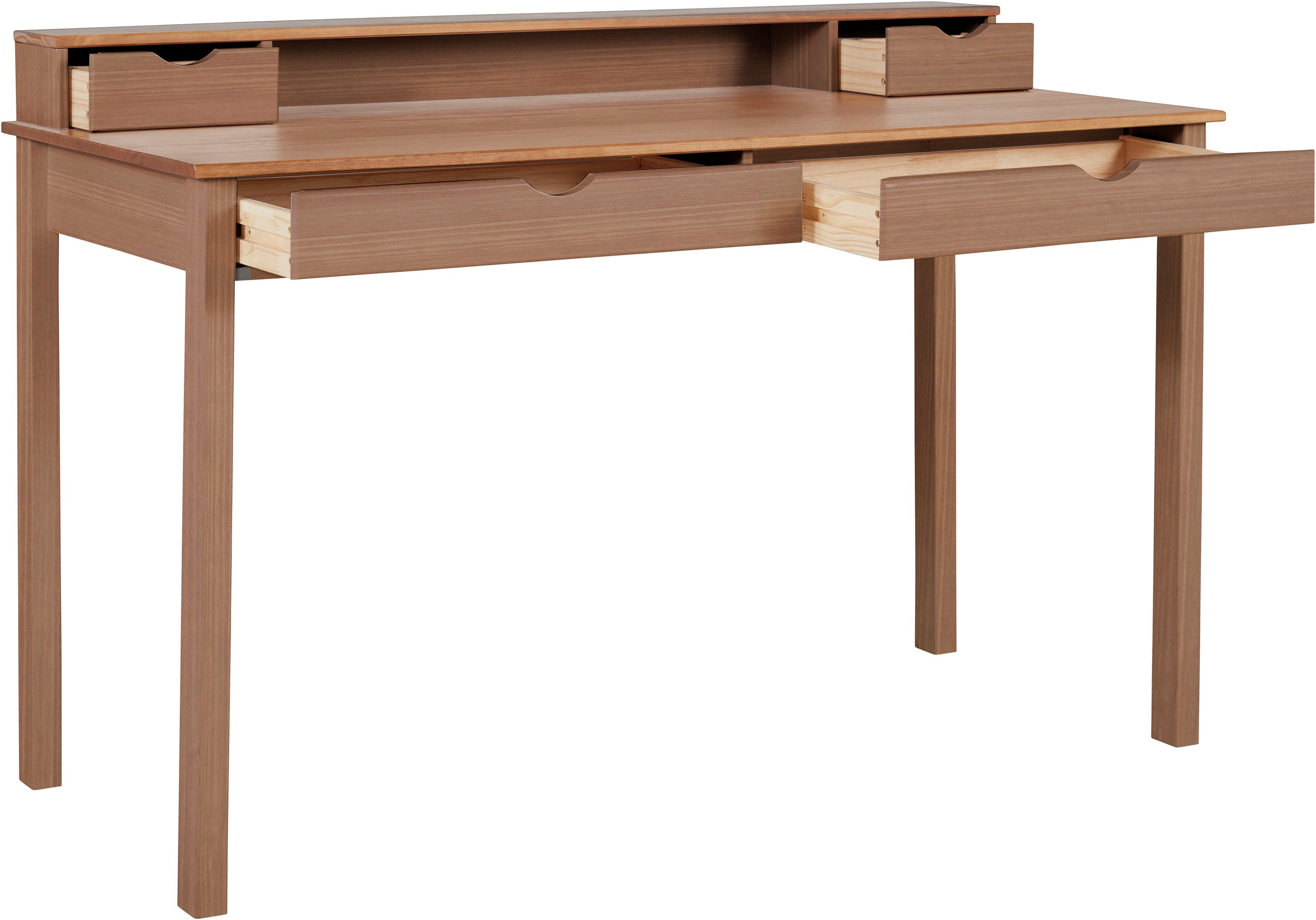 INOSIGN Schreibtisch Gava, aus massiven Kiefernholz, mit praktischen Griffmulden, Breite 140 cm