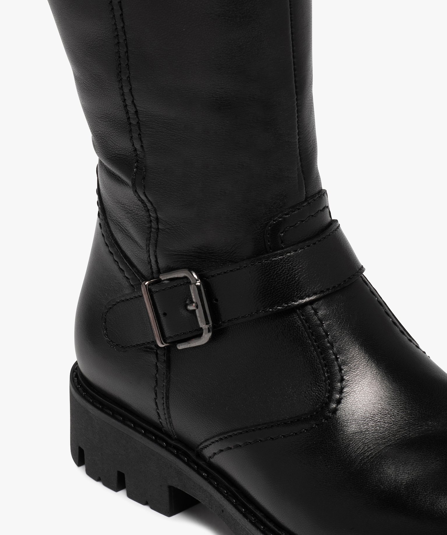 Bottes fille dessus cuir uni et semelle crantée | GEMO