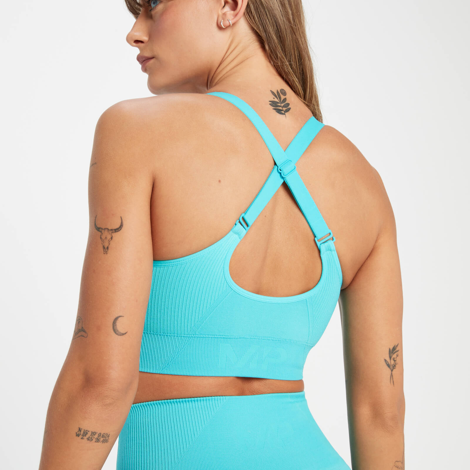 Brassière de sport sans coutures MP Tempo Tonal pour femmes – Turquoise vif
