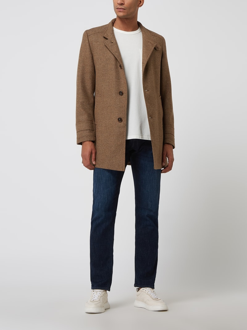 Kurzmantel aus Wollmischung Modell 'Richmond' in mittelbraun