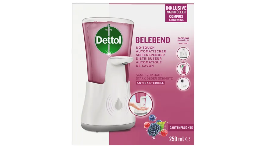 Dettol No-Touch Automatischer Seifenspender – Inkl. Dettol Nachfüller Gardenberries