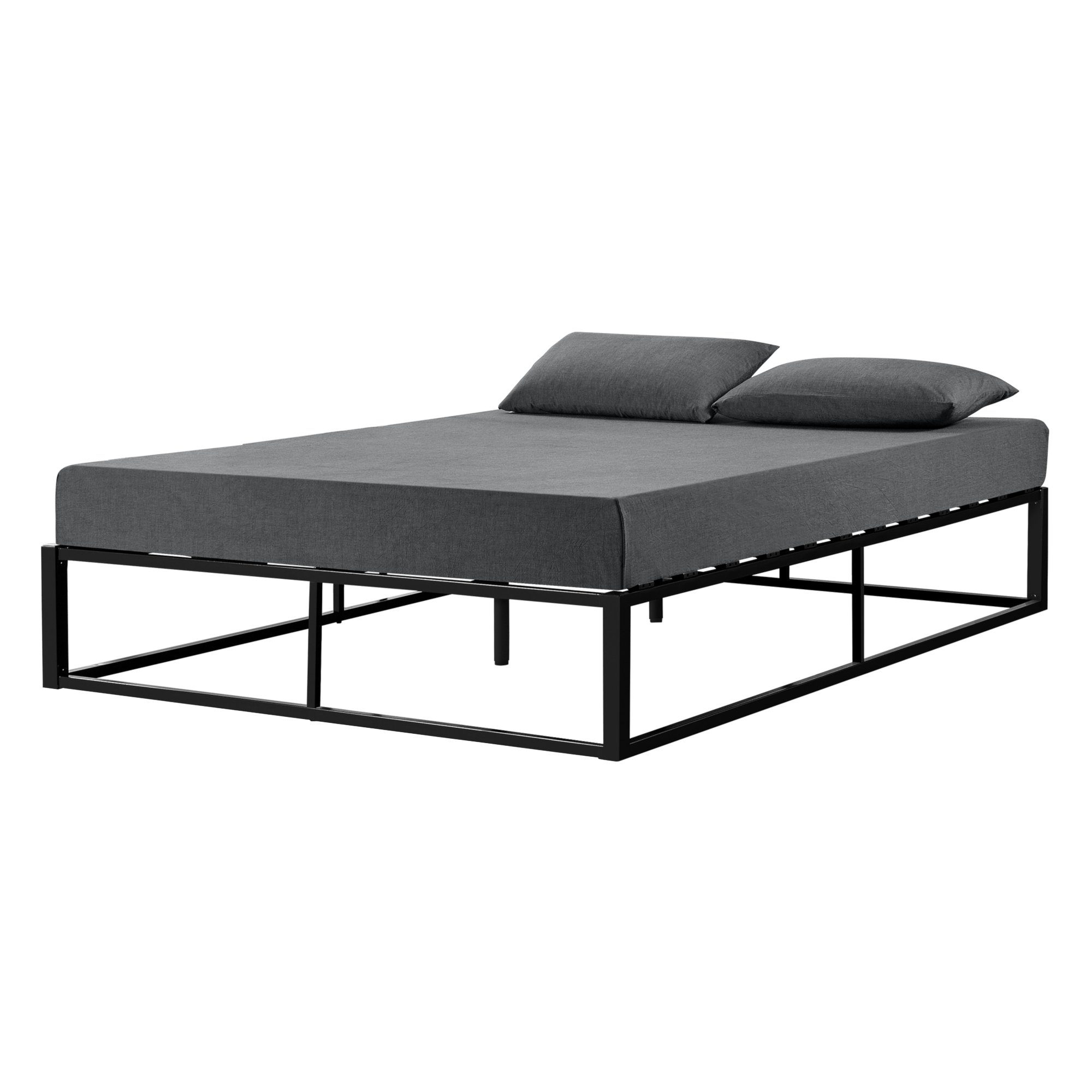 en.casa Metallbett, Kreta Bettgestell Schwarz - 140 x 200 cm