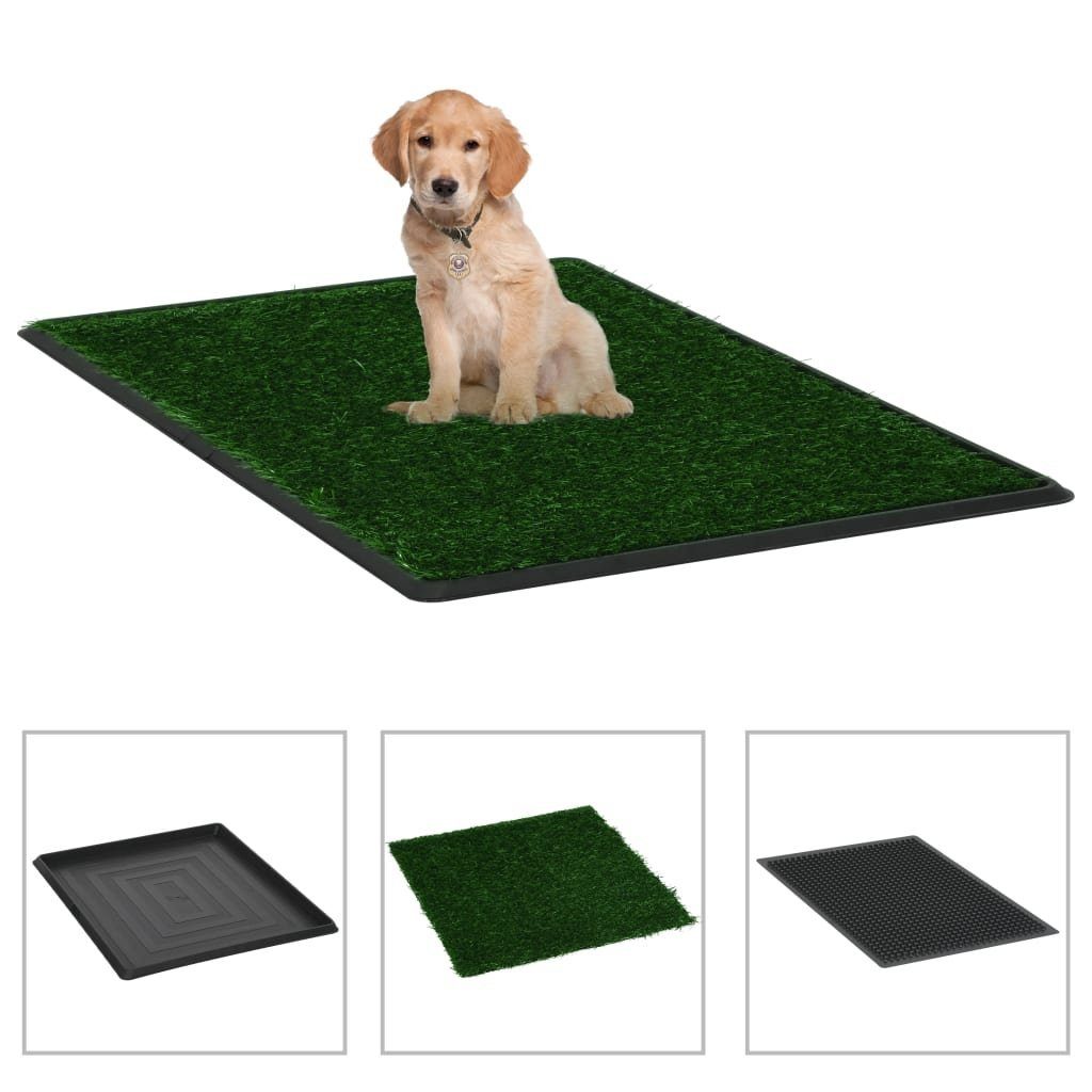 vidaXL Hundetoilette Haustiertoilette mit Tablett & Kunstrasen Grün 64x51x3 cm WC