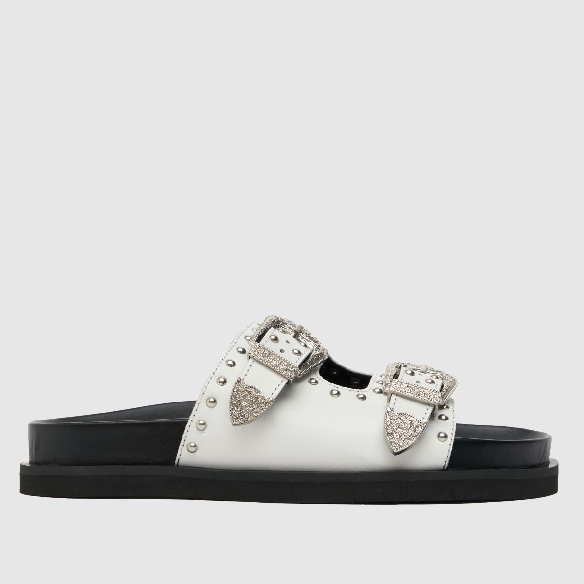 Schuh Treasure bőr szegecses szandál fehér színben