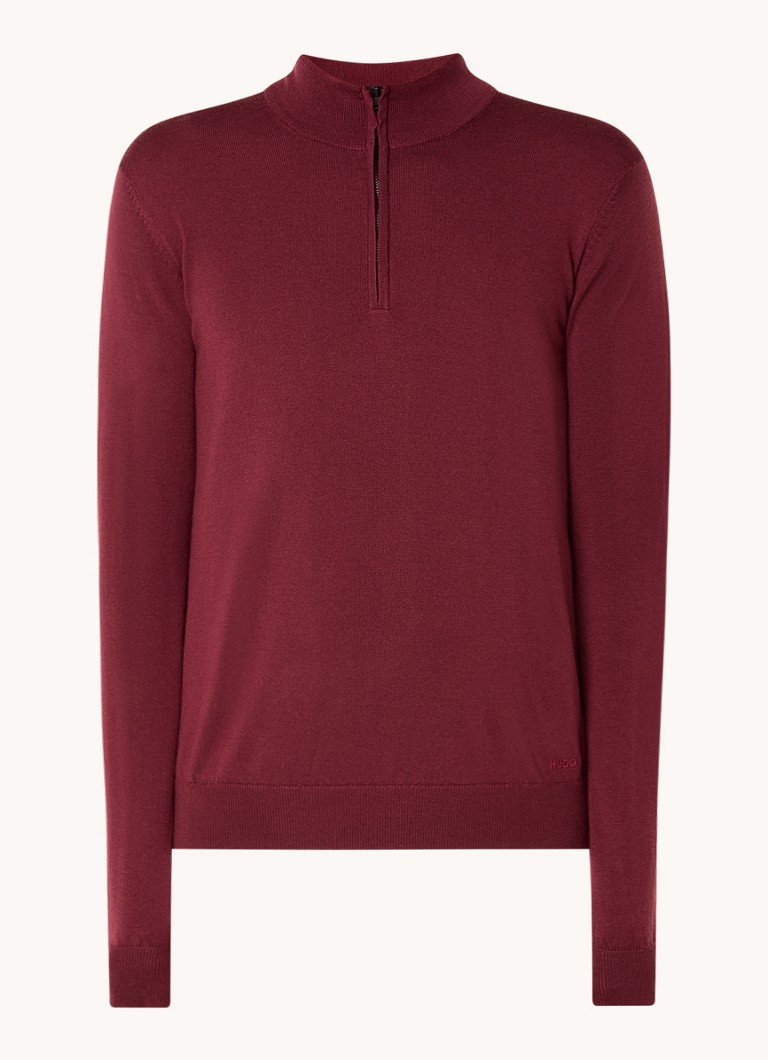 HUGO BOSS San Quirin fine-knit virgin wool pullover with half zip