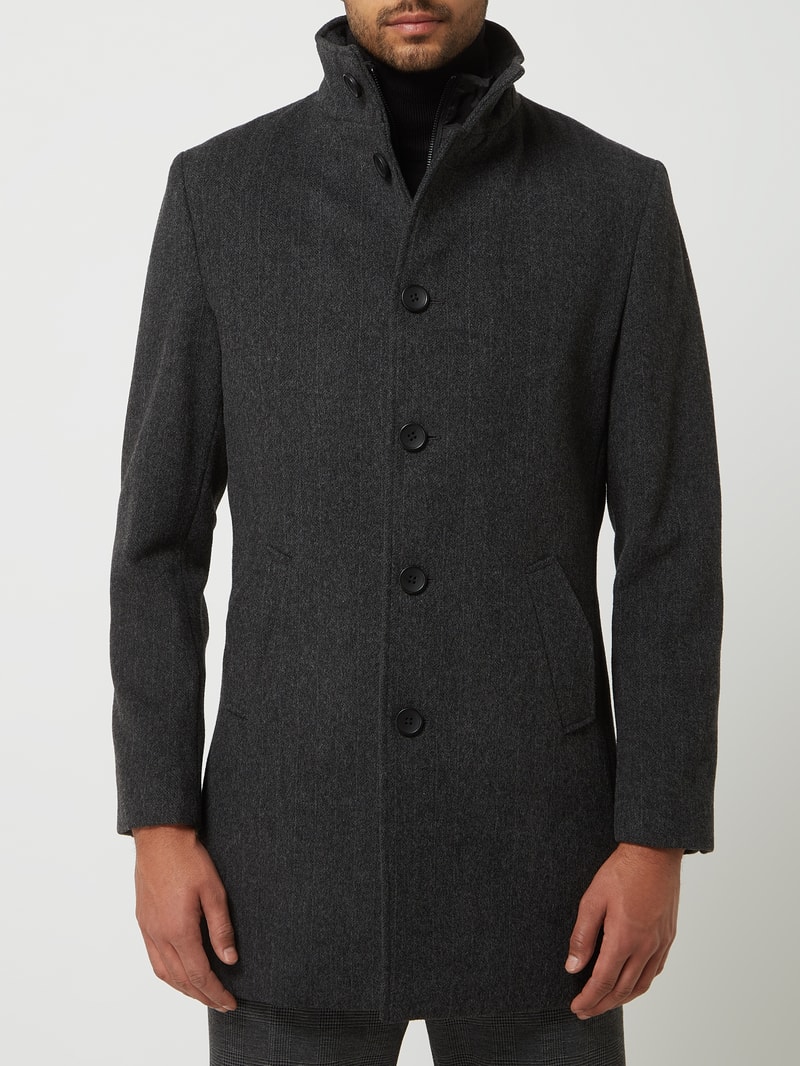 Slim Fit Wollmantel mit herausnehmbarer Steppweste Modell 'Ontario' in anthrazit