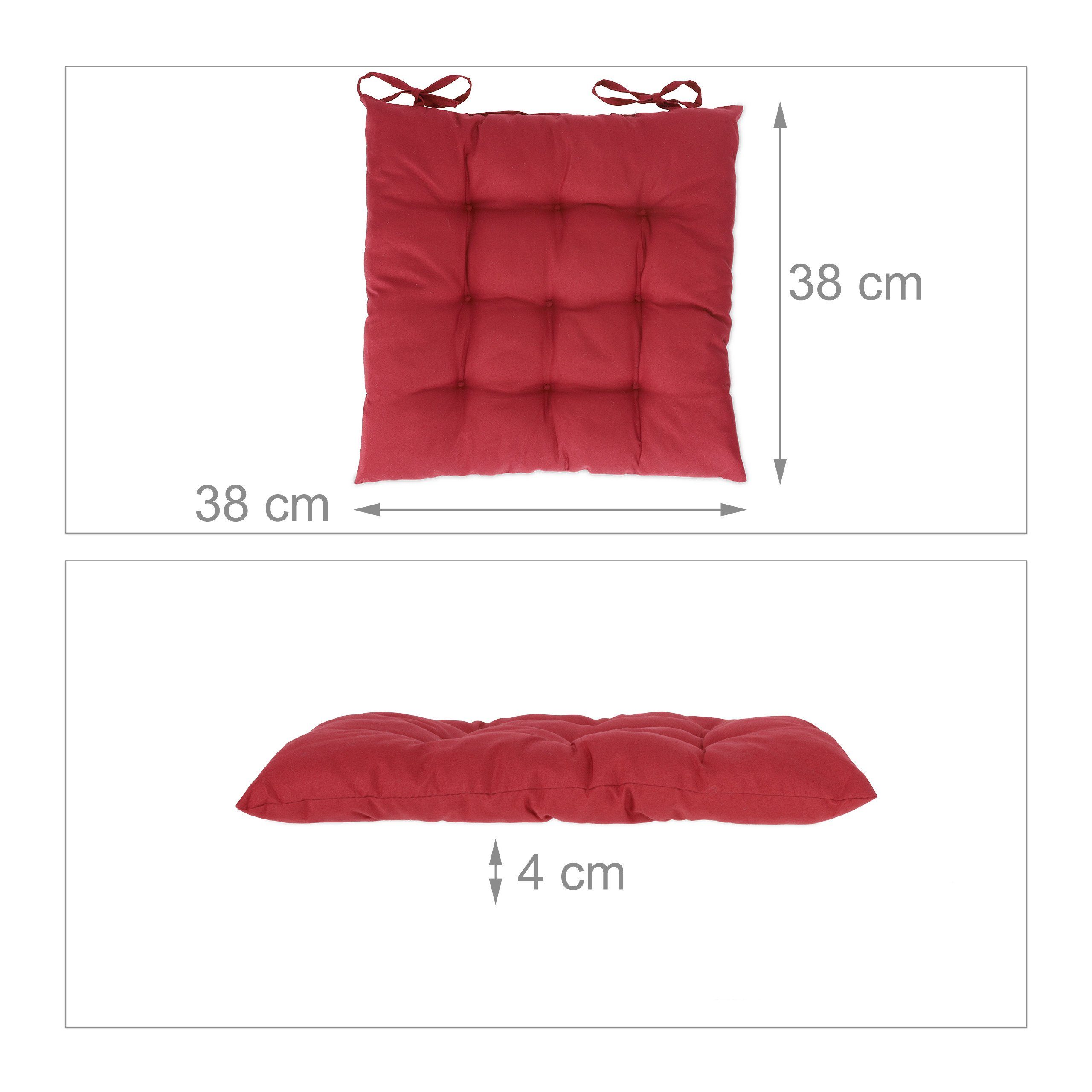 relaxdays Stuhlkissen 4er Set Stuhlkissen rot