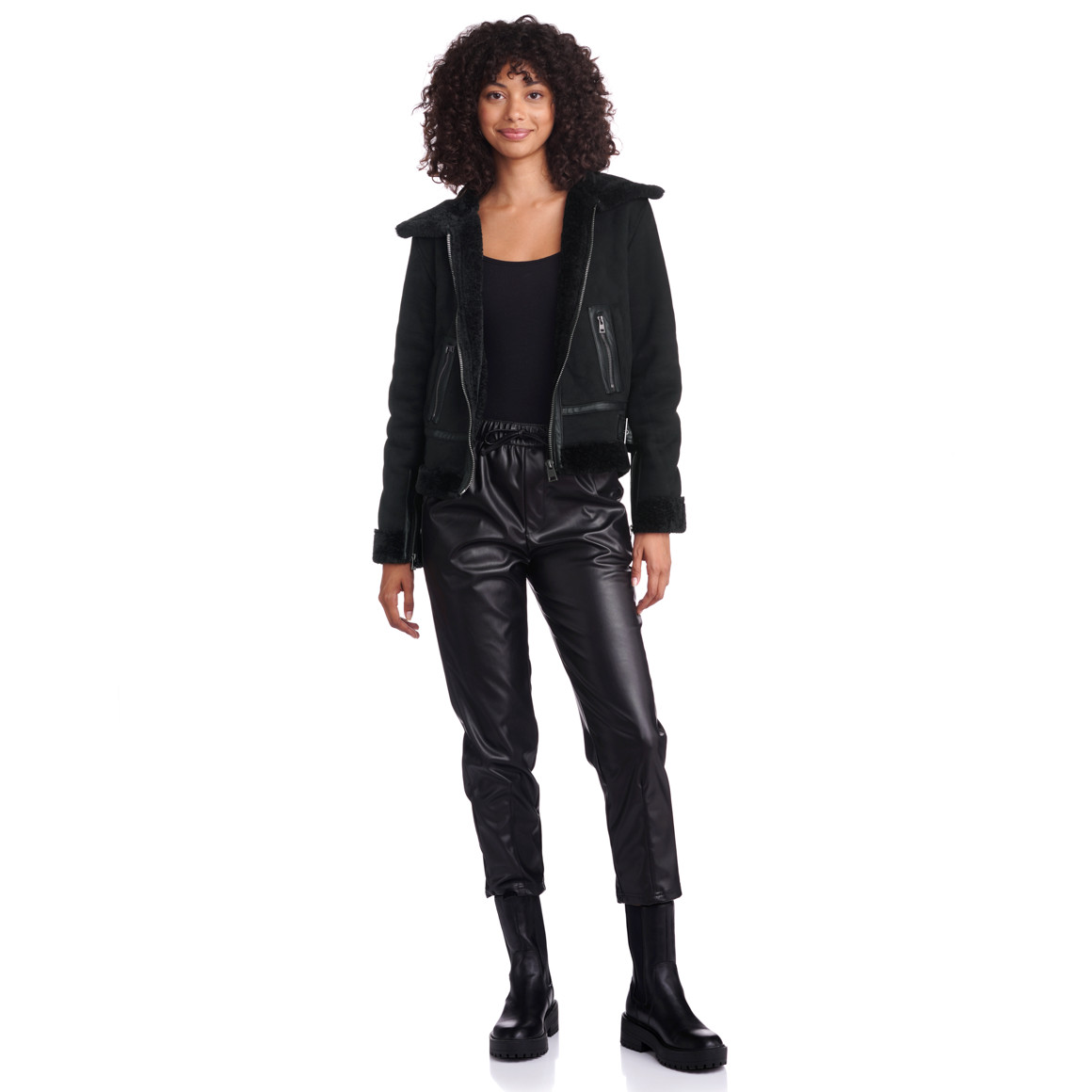Damen Jacke mit Lammfellimitat gefüttert