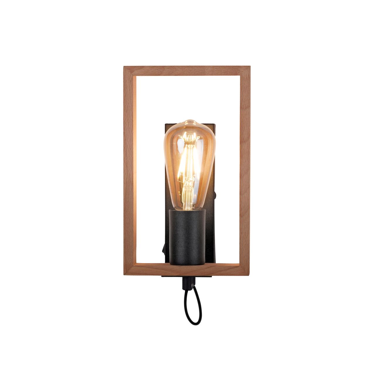 JUST LIGHT LeuchtenDirekt Wandleuchte FRAME, 1xE27/max. 60W, Innenleuchte, IP20, Wippschalter,  Metall und Holz