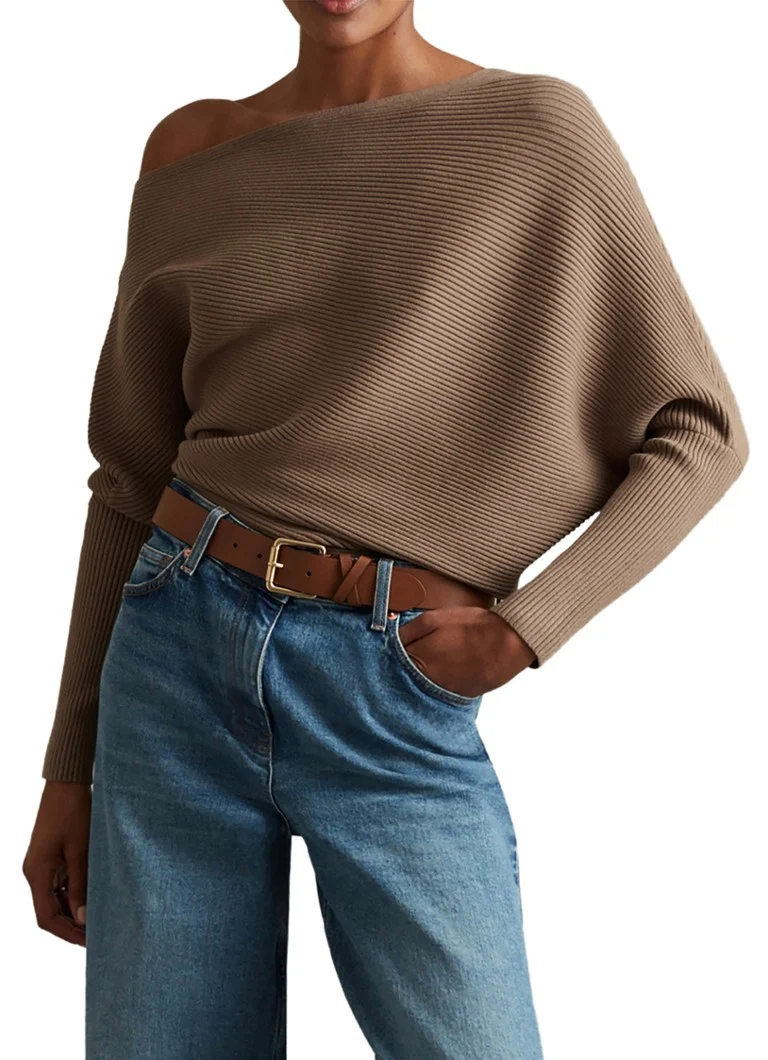 Top asimetric cu nervuri Reiss Lorna
