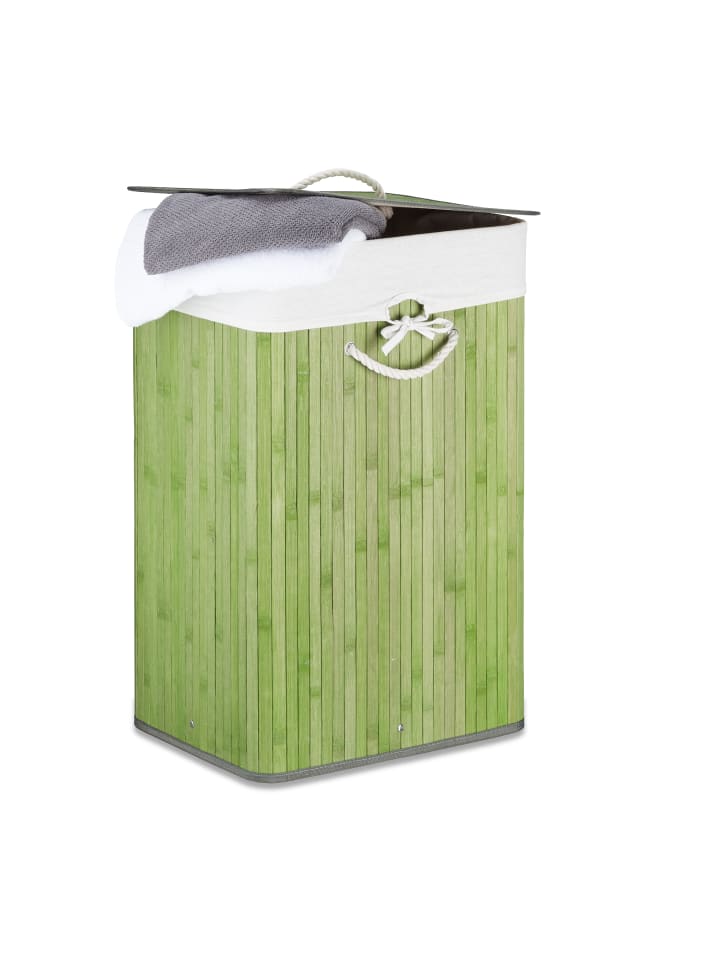 relaxdays Wäschekorb in Grün - (B)43,5 x (H)65,5 x (T)33,5 cm günstig kaufen onesize