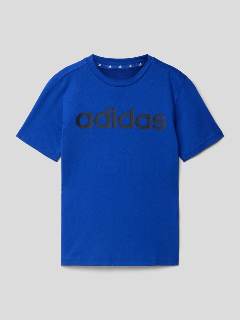 T-Shirt mit Label-Print in royalblau