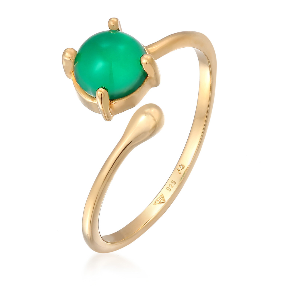Elli PREMIUM Elli PREMIUM Bague Femmes Déclaration ouverte avec agate en argent sterling 925 p Bague
