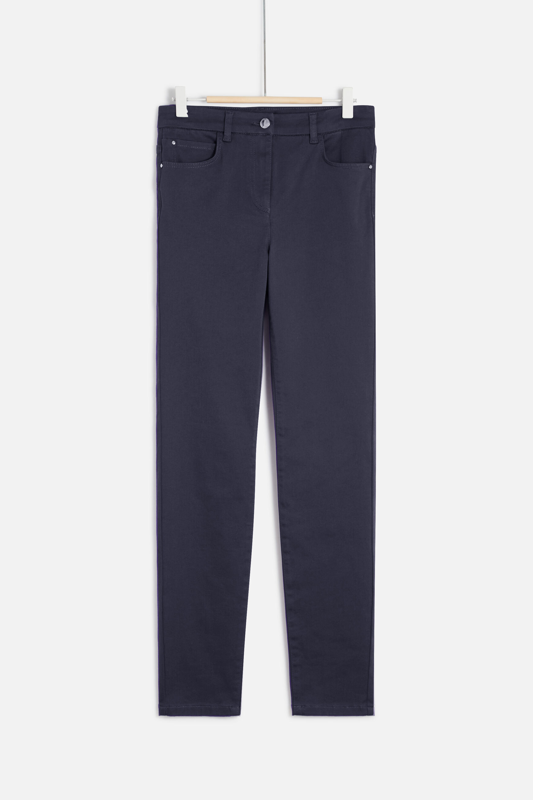 pantalon tony effet enduit bleu marine femme