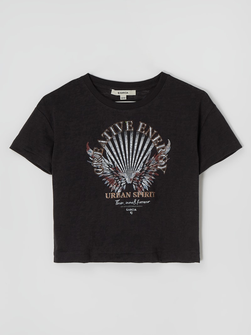 T-Shirt mit Ausbrenner-Effekt in dunkelgrau