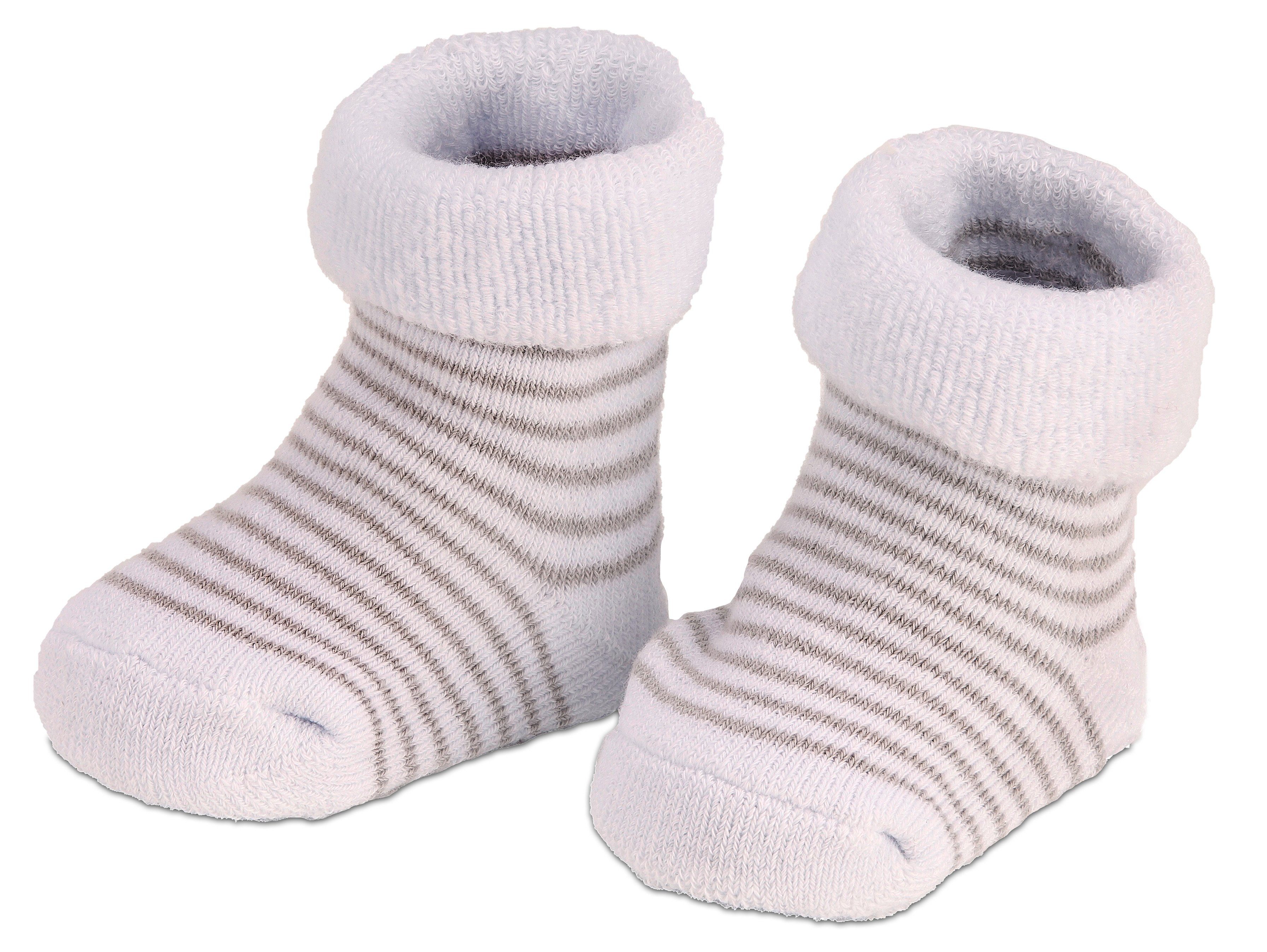 BRUBAKER Socken Babysocken für Mädchen 0-12 Monate (3-Paar, Baumwollsocken mit Dreiecken und Streifen) Baby Geschenkset für Neugeborene in Geschenkverpackung mit Schleife
