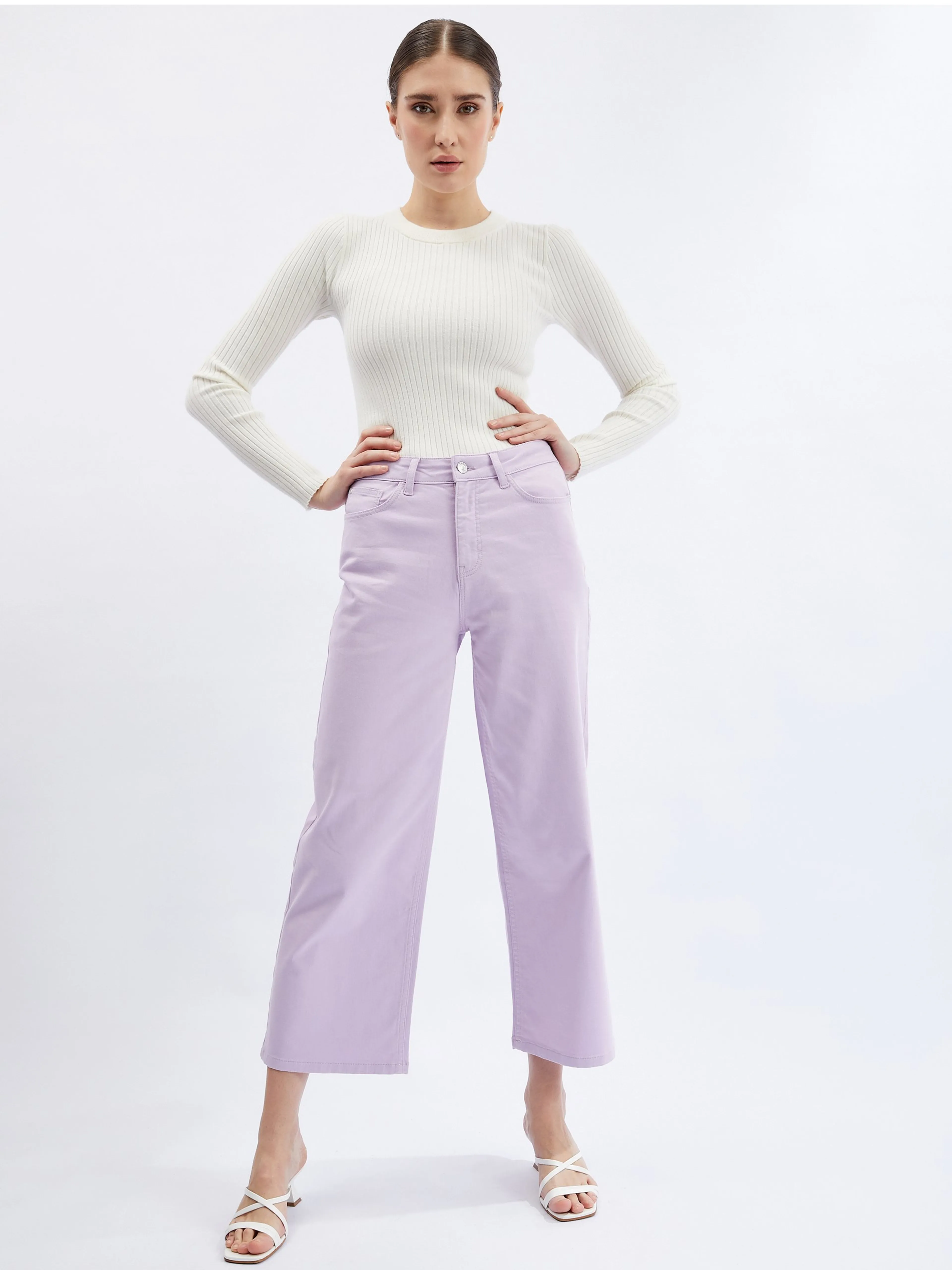 Hellviolette Damen-Jeans mit ausgestellter Passform ORSAY