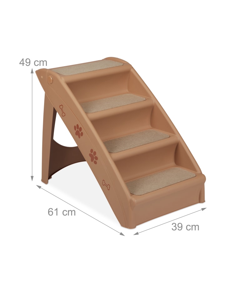 relaxdays Hundetreppe in Beige - (B)39 x (H)49 x (T)61 cm günstig kaufen onesize