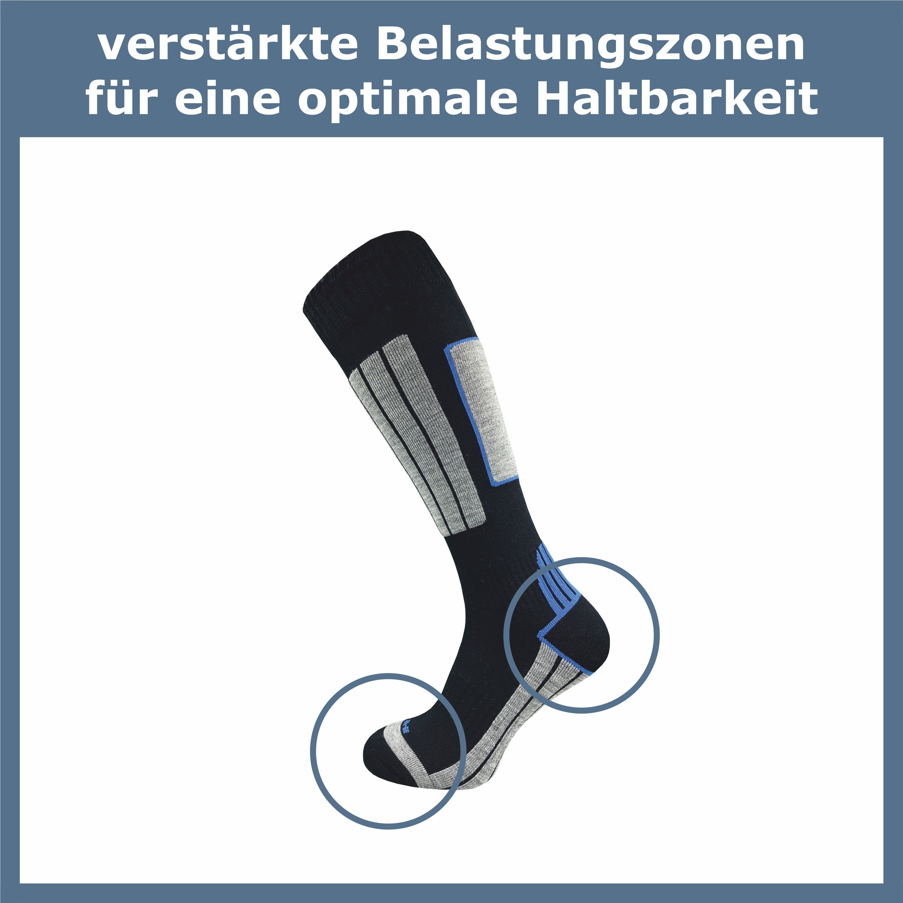 GAWILO Skisocken für Damen mit wärmender Wolle und spezieller Funktionspolsterung (4 Paar) Spezielle Konstruktion sorgt für Stabilität & hält Füße warm & trocken