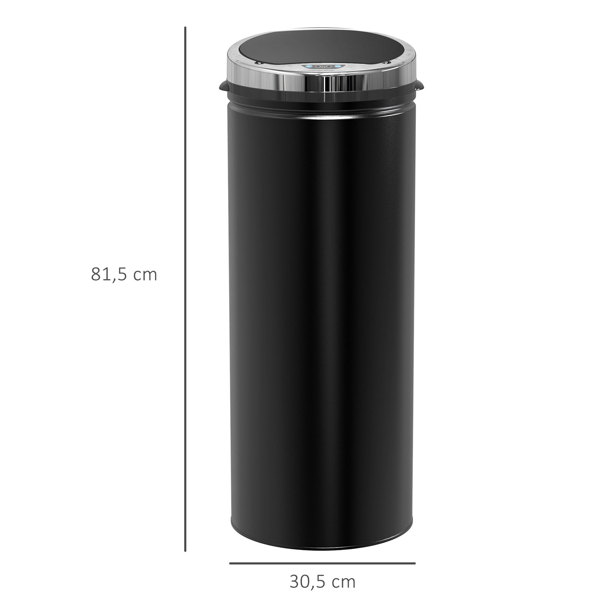 HOMCOM Mülleimer mit Bewegungssensor, rostfreier Stahl, 30,5 cm x 30,5 cm x 81,5 cm, 50 L
