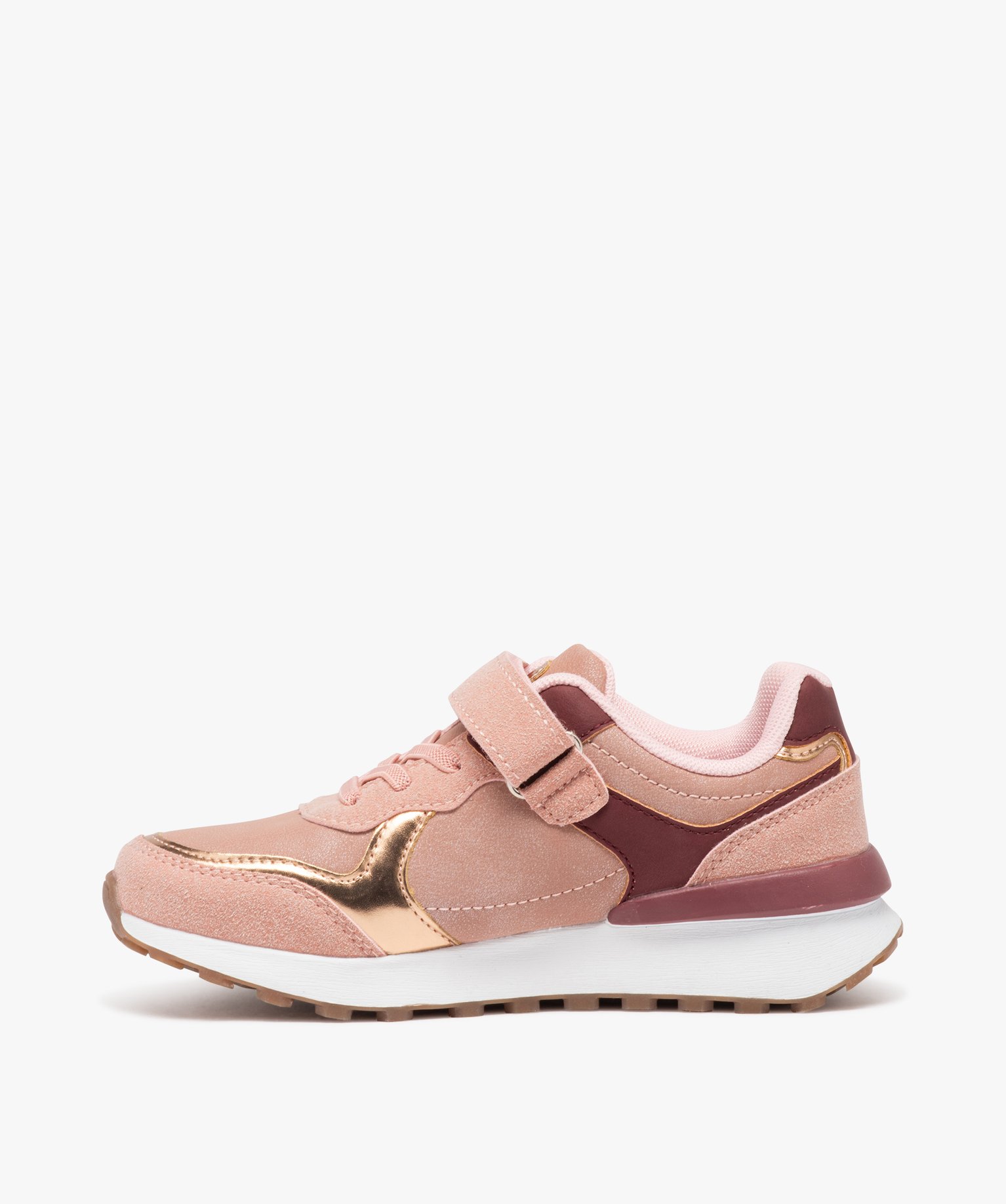 Baskets fille unie style running effet métallisé - Hobiz rose | GEMO