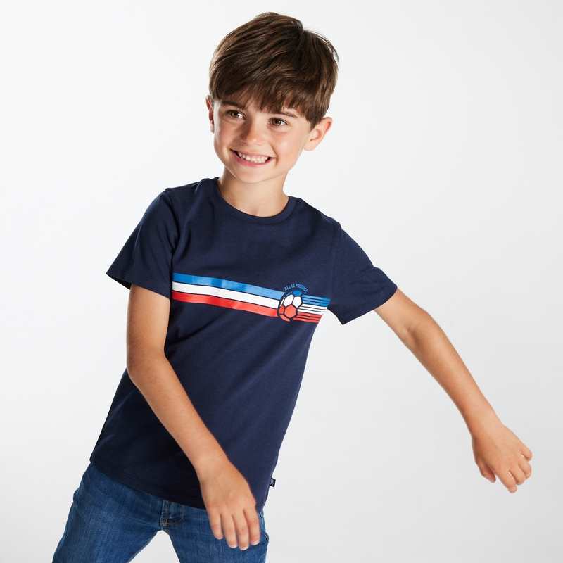 T-shirt manches courtes à message bleu garçon