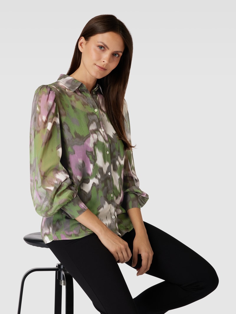 Bluse mit Allover-Muster in grasgrün