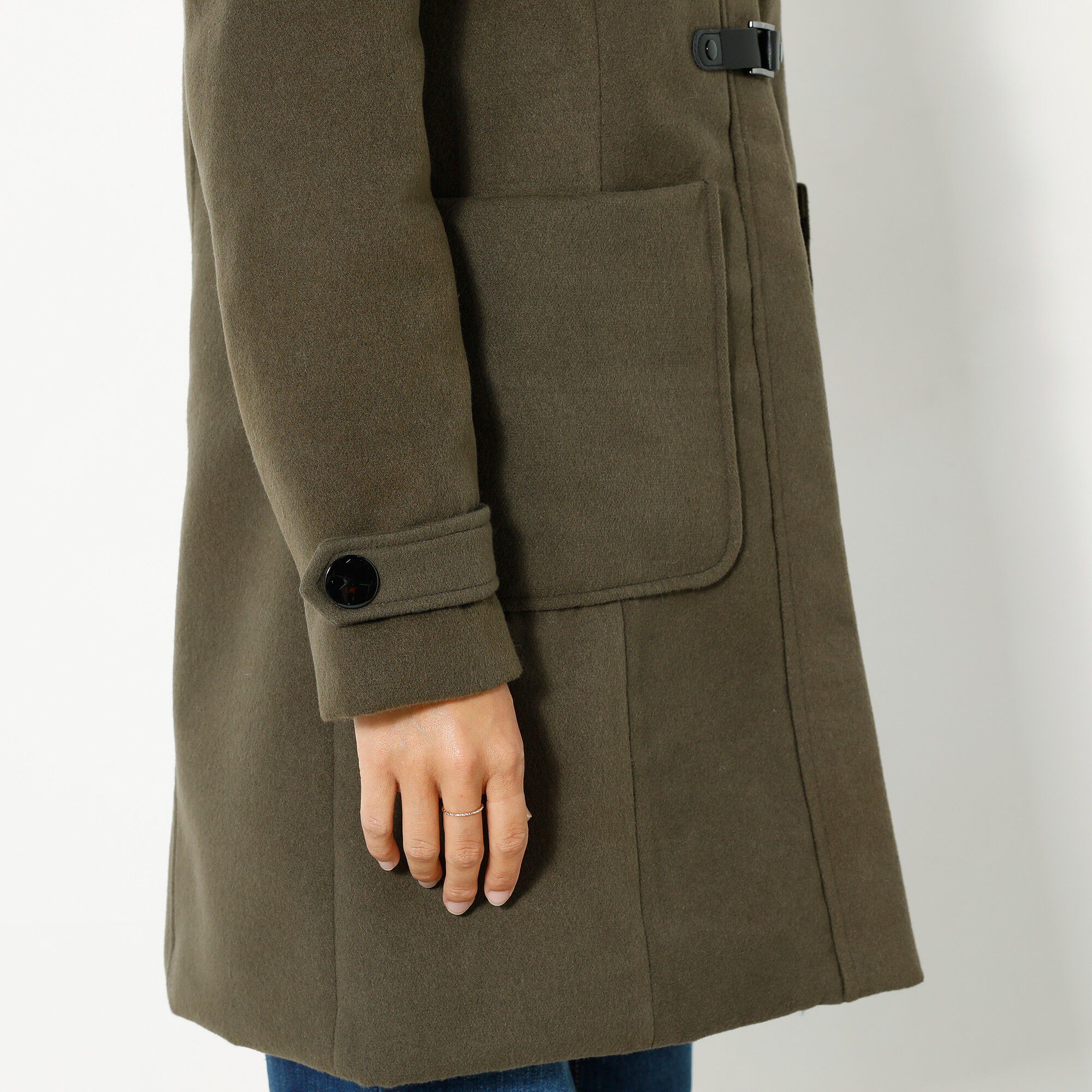 Duffle-coat capuche fausse fourrure uni