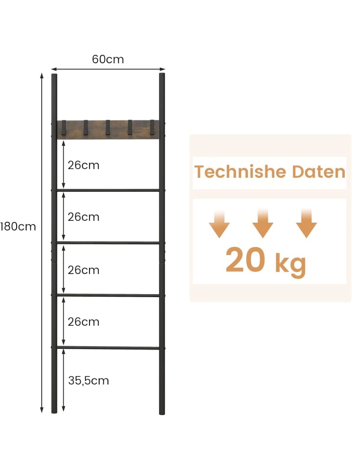 COSTWAY Handtuchleiter in Schwarz günstig kaufen onesize
