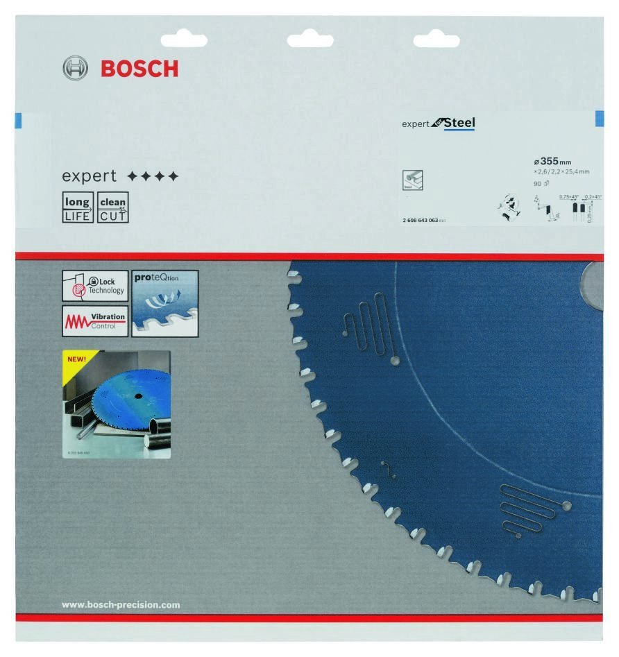 Bosch Blue Accessories 2608643063 Hårdmetalrundsavklinge Expert til stål 355 x 25,4 x 90T