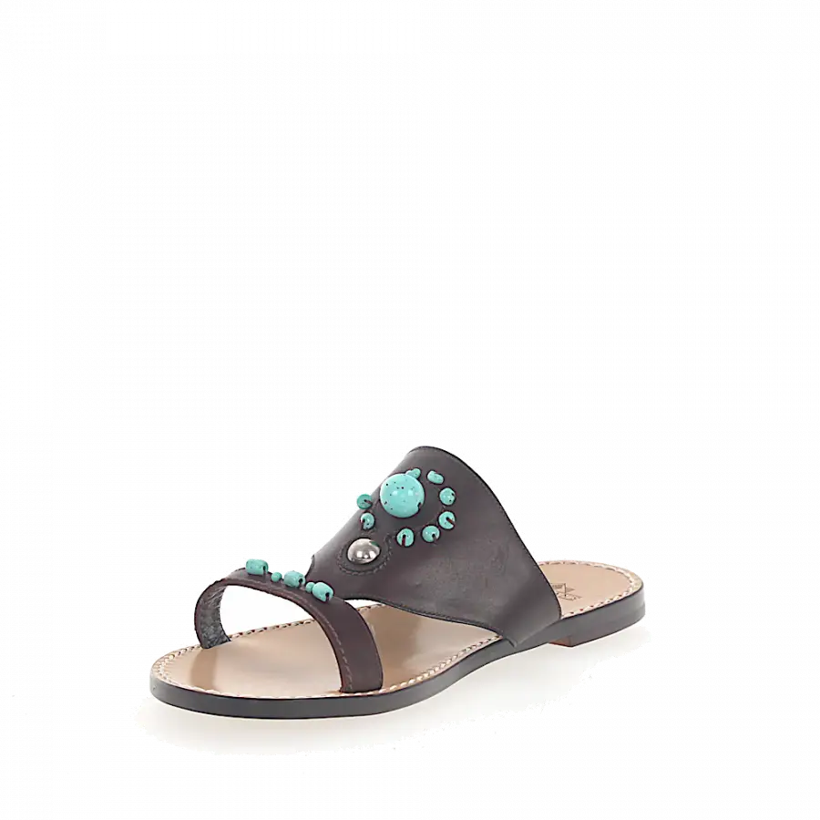 Truman's - Sandalen 6318 Kalbsleder Schmuckstein braun - braun