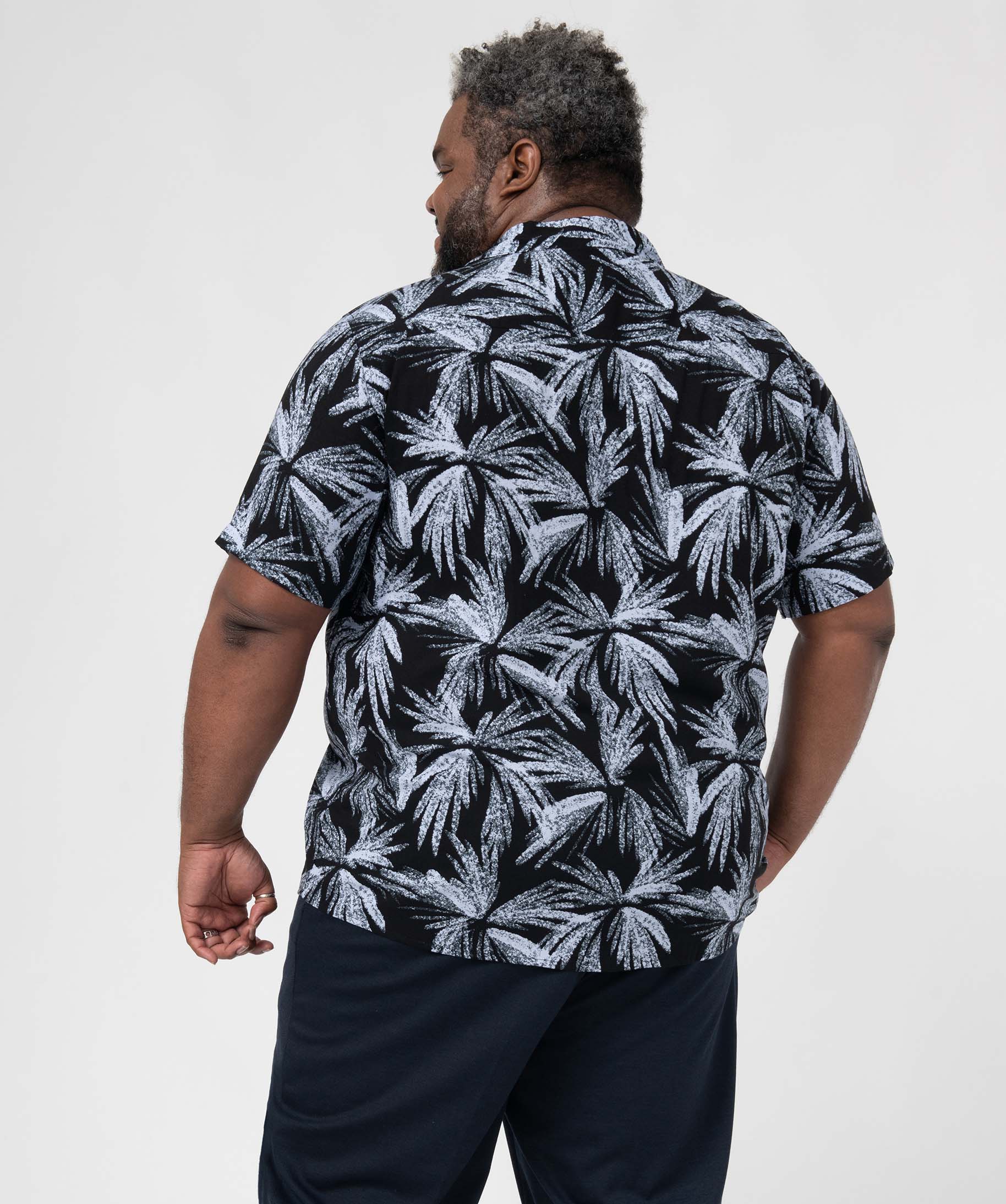 Chemise homme grande taille à manches courtes imprimée noir | GEMO
