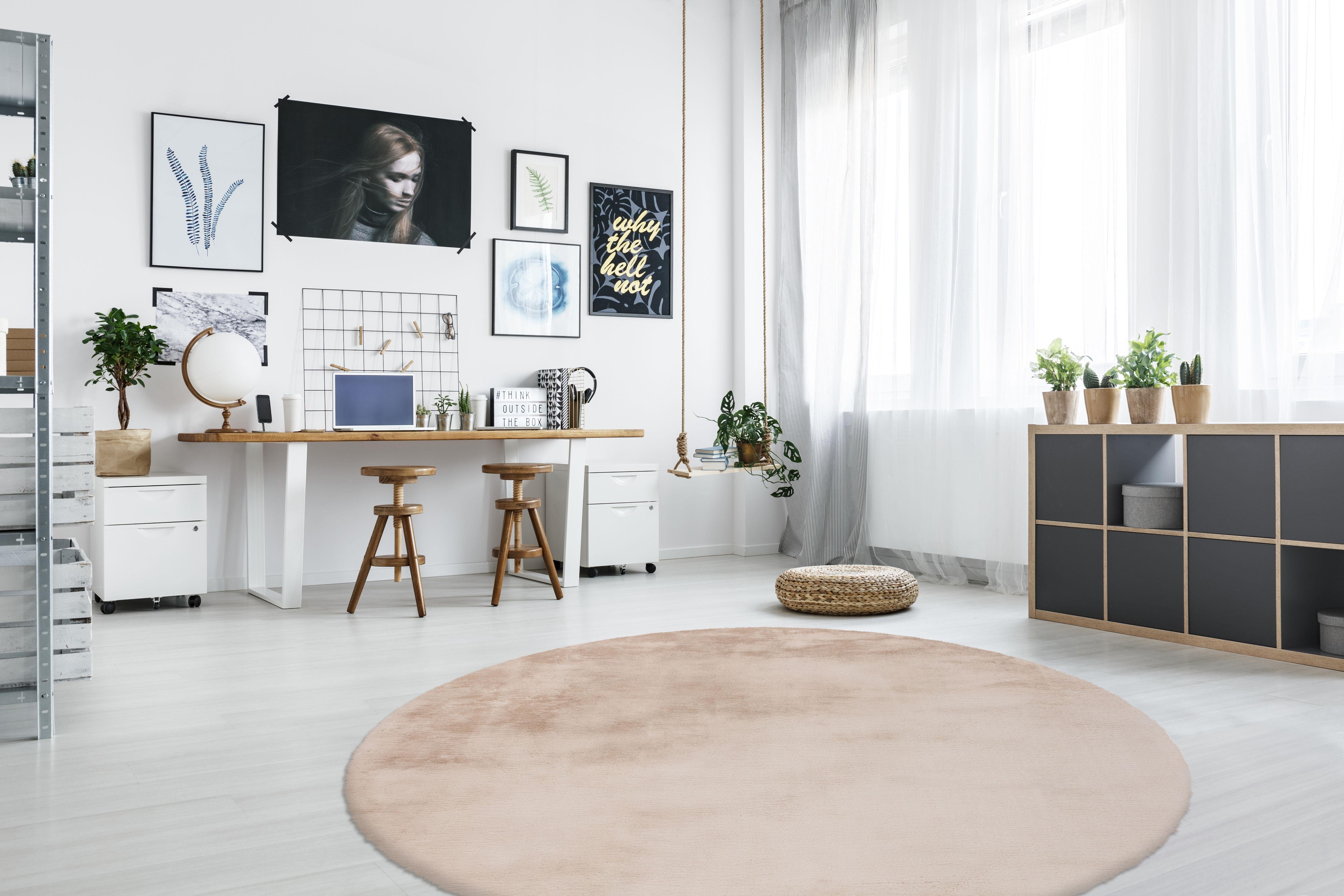Fellteppich Rabbit 100, Arte Espina, rund, Höhe: 45 mm, Kunstfell, Kaninchenfell-Haptik, supersoft, Hochflorteppich