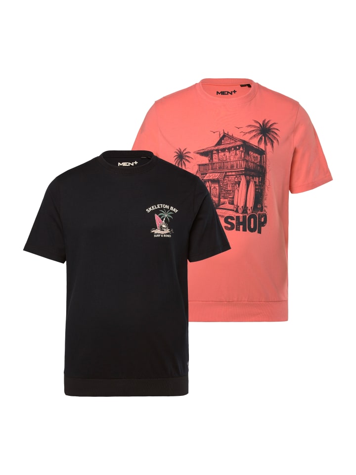 Men Plus Kurzarm T-Shirt in schwarz günstig kaufen