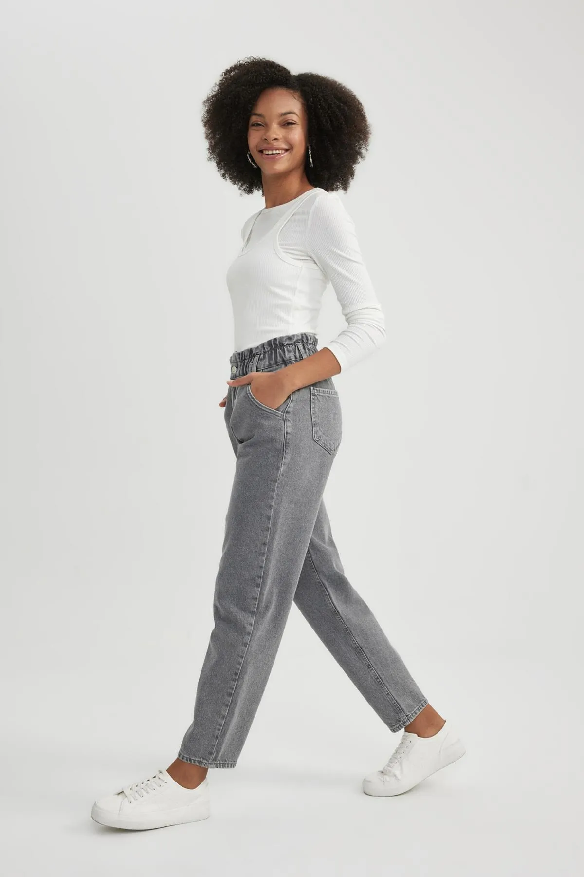DeFacto  Paperbag High Waist Knöchellange Jeans Waschbare Hose B5464ax23cw