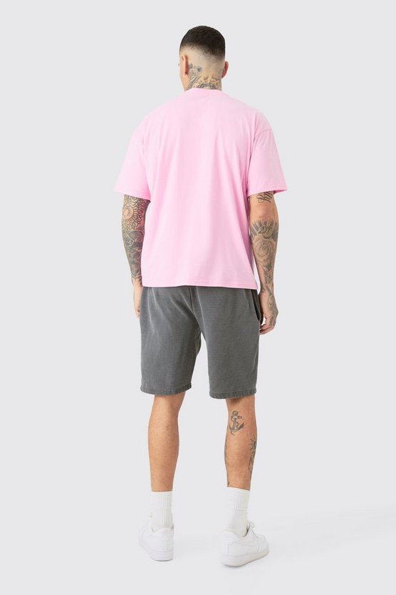 Tall lockere Jersey-Shorts mit Worldwide Graffiti Print