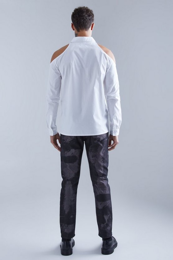 Hemd mit Cut-Out und verdeckter Knopfleiste