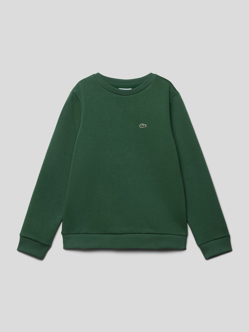 Sweatshirt mit Label-Applikation in dunkelgrün