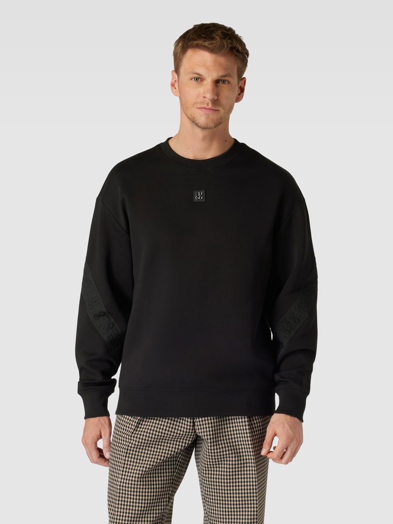 Sweatshirt mit Label-Patch Modell 'Dettles' in schwarz