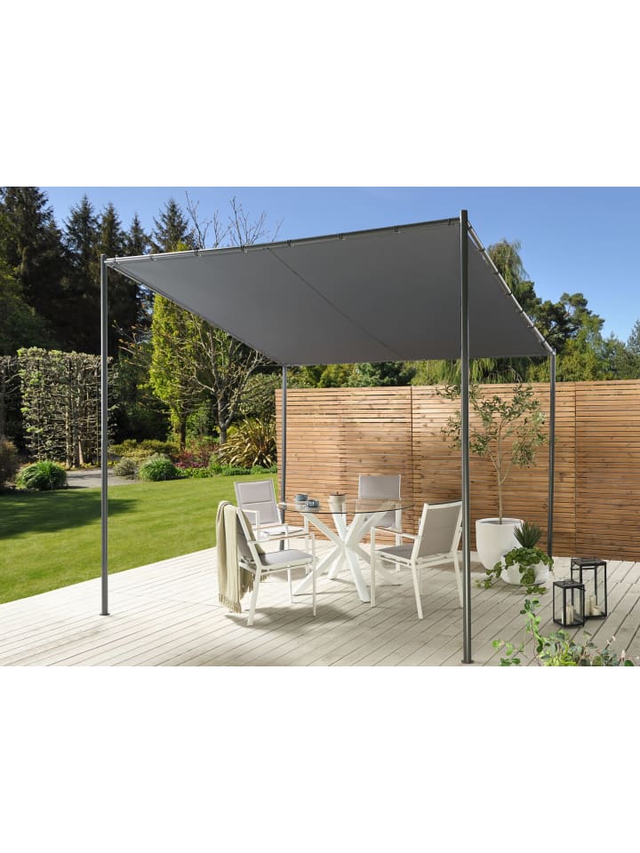 Beliani Garten-Pergola VIMINO in Grau/Schwarz - (W) 282 x (H) 282 x (L) 294 cm günstig kaufen onesize